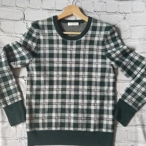 Equipment wool sweater green/white plaid Size Small